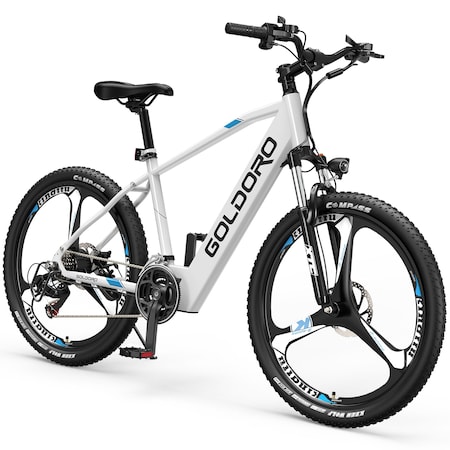 X7 350W 26in Electric Mountain Bike With Alloy Wheels, White